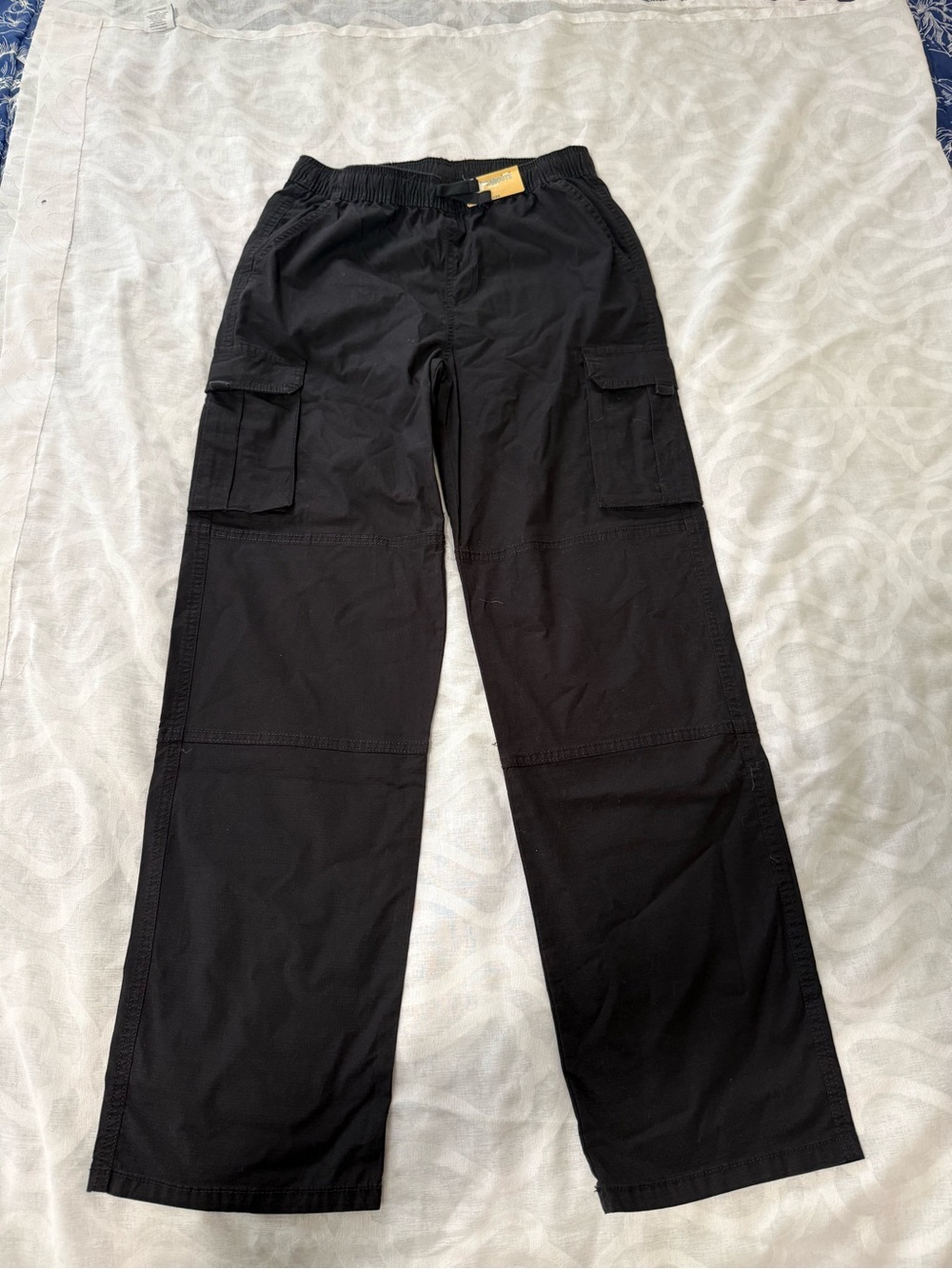 Kids Black Cargo Pants with Elastic Waist